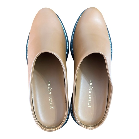 Jenni Kayne Leather Lug Mule Shoes Womens Size 7 Tan Brown Clog Slip On EU 37 - Picture 5 of 13